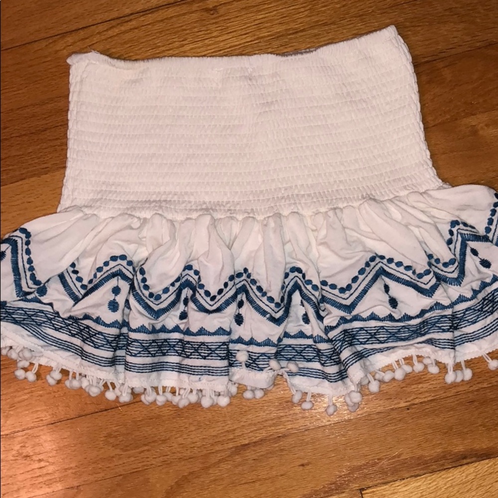 White smocked mini skirt